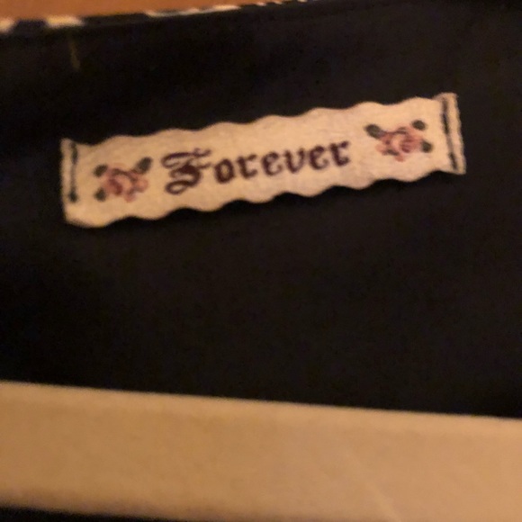 Forever 21 (vintage) Black & cream /ivory silk dress, puffed sleeve. Worn once - Picture 5 of 8